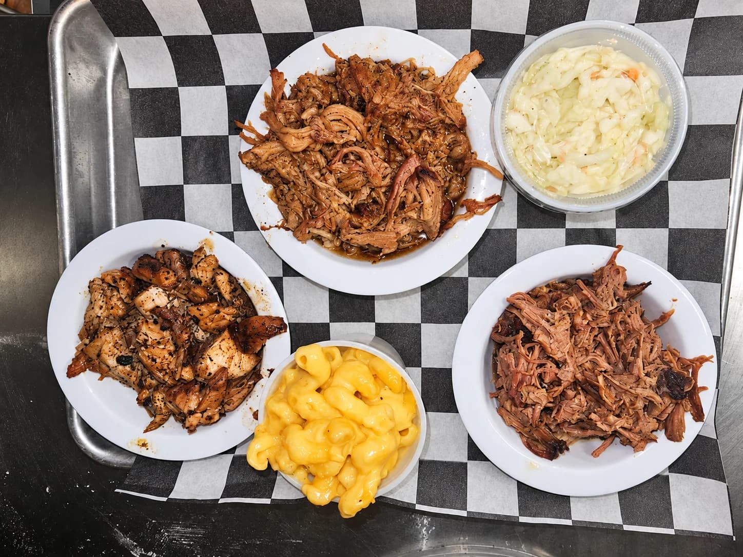 A spread of Station 136 barbecue